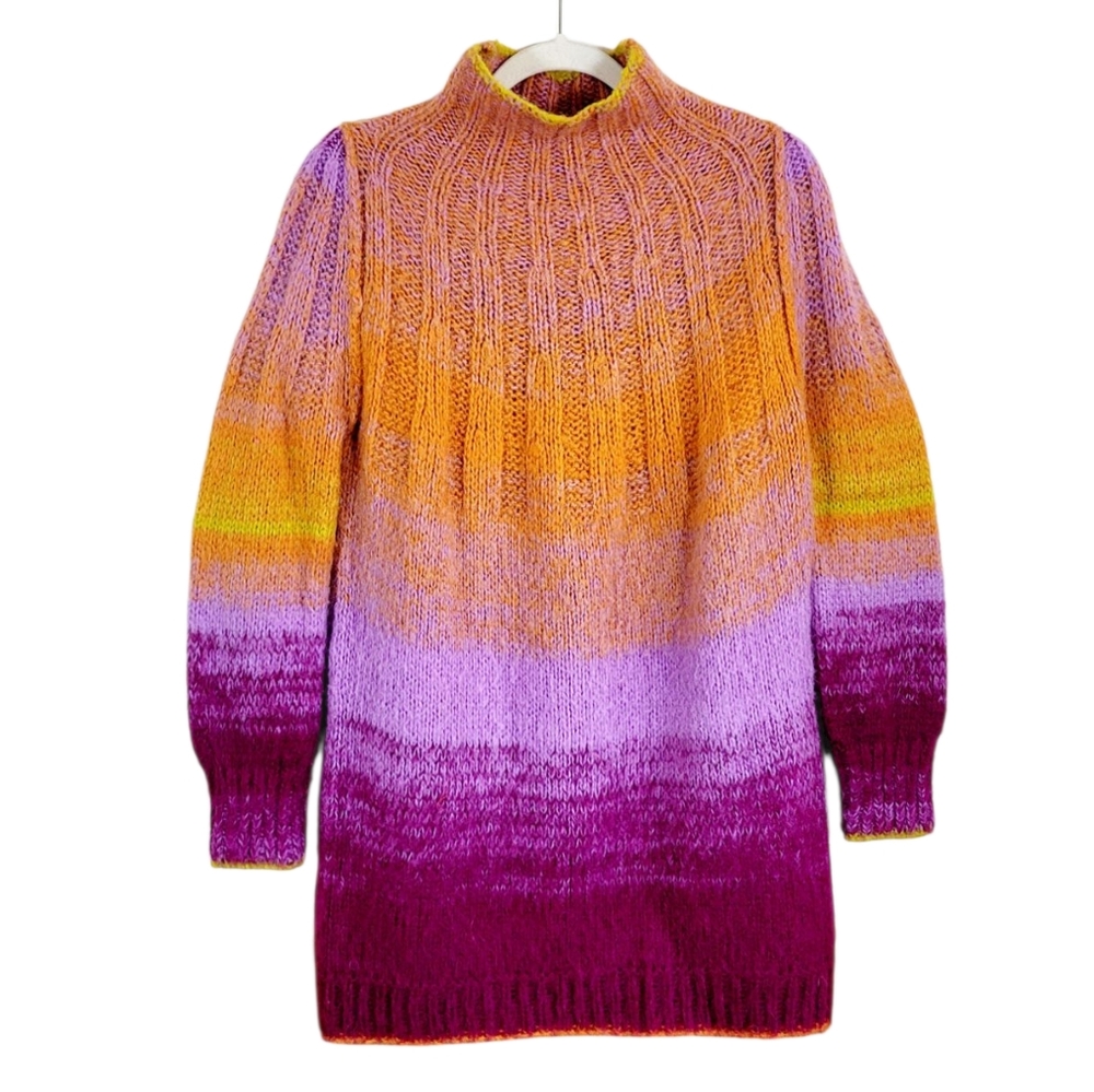 ANTHROPOLOGIE Peri Ombre Tunic Sweater Mohair Alpaca Wool Oversized Small - Picture 4 of 12